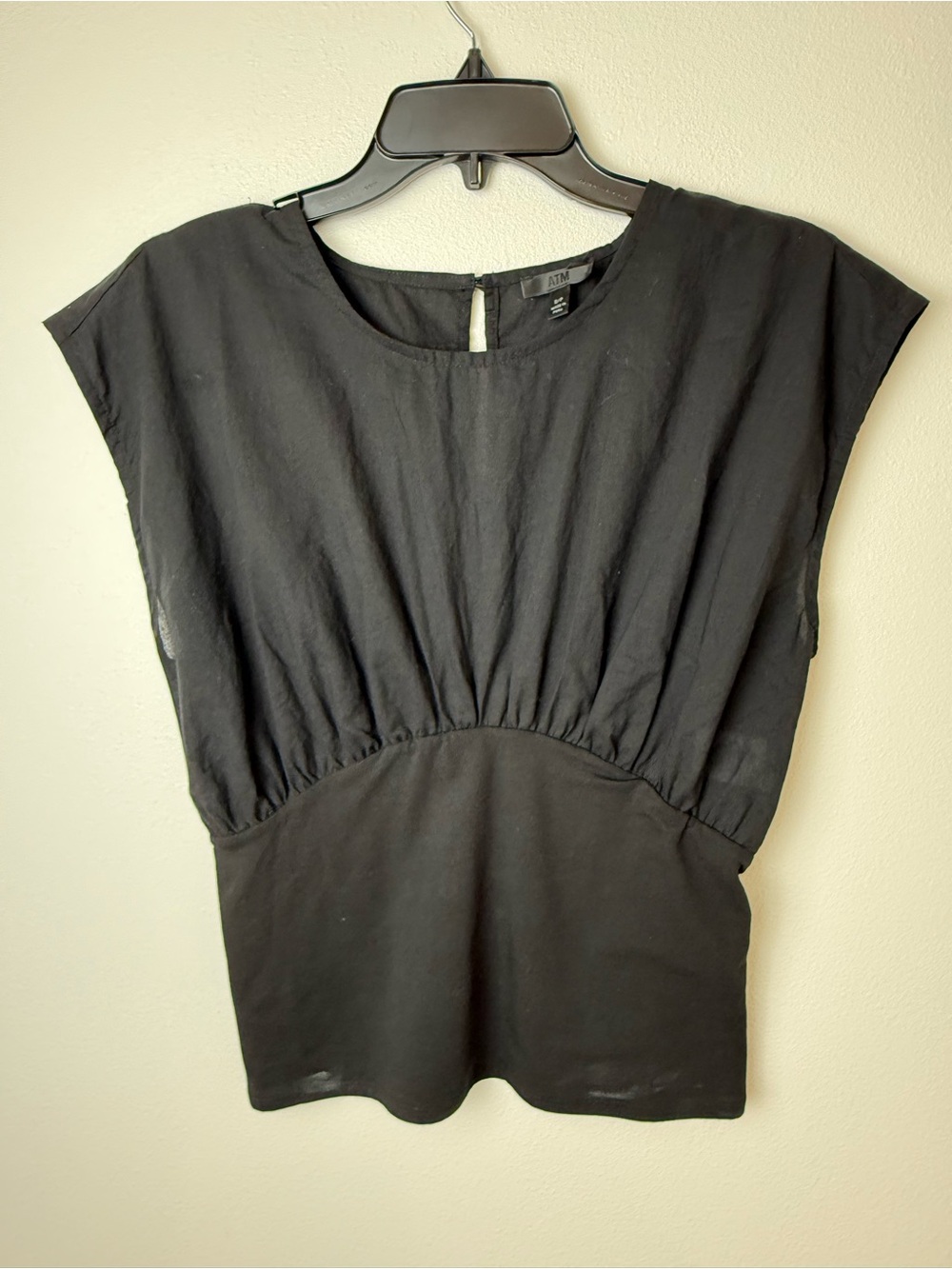Black ATM  Women's Short Sleeve Blouson Top